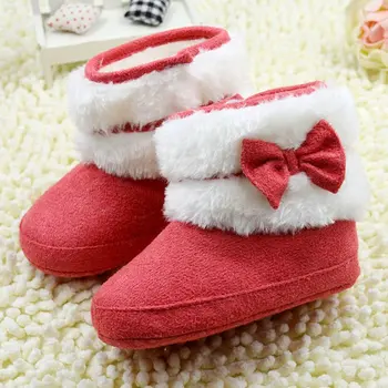 

Infant Girl Bowknot Fleece Snow Boots Toddler Warm Boots Princess Crib Shoes
