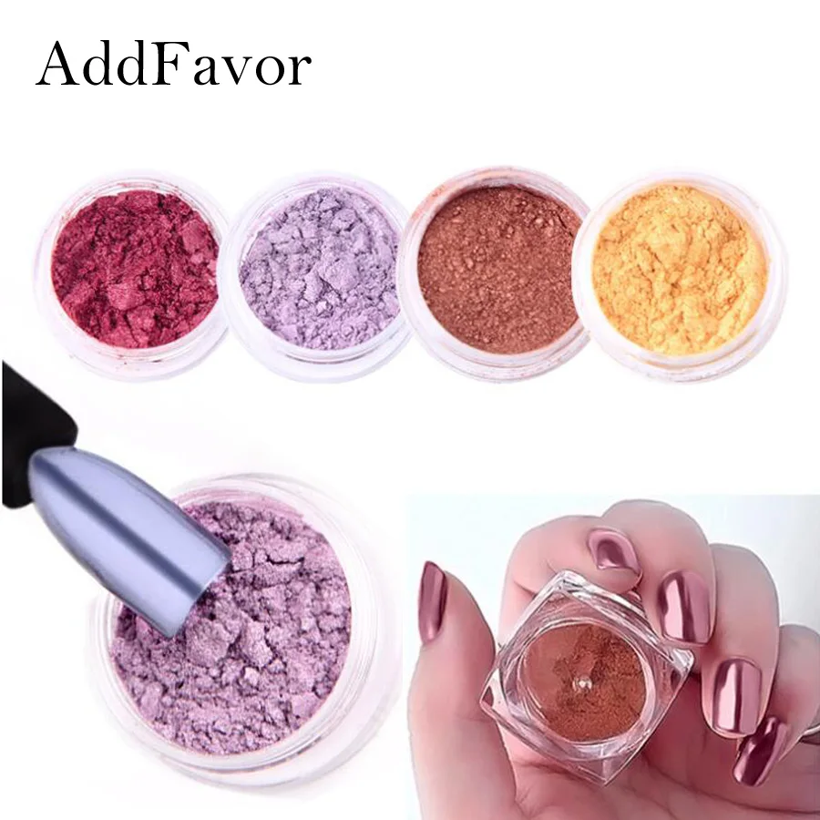 Зеркальный порошковый хромированный пигментный блеск для ногтей Addfavor