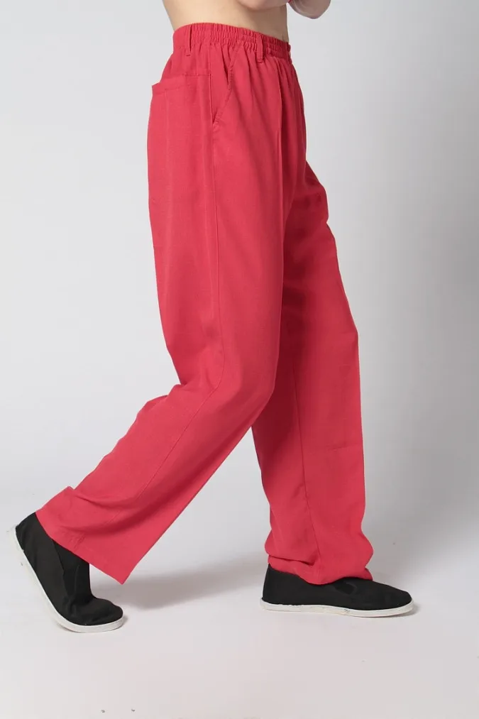 Шанхай история китайские традиционные брюки мужская одежда в китайском стиле Тай Чи Брюки Штаны для кунг-фу кунг фу тайцзи одежда красный