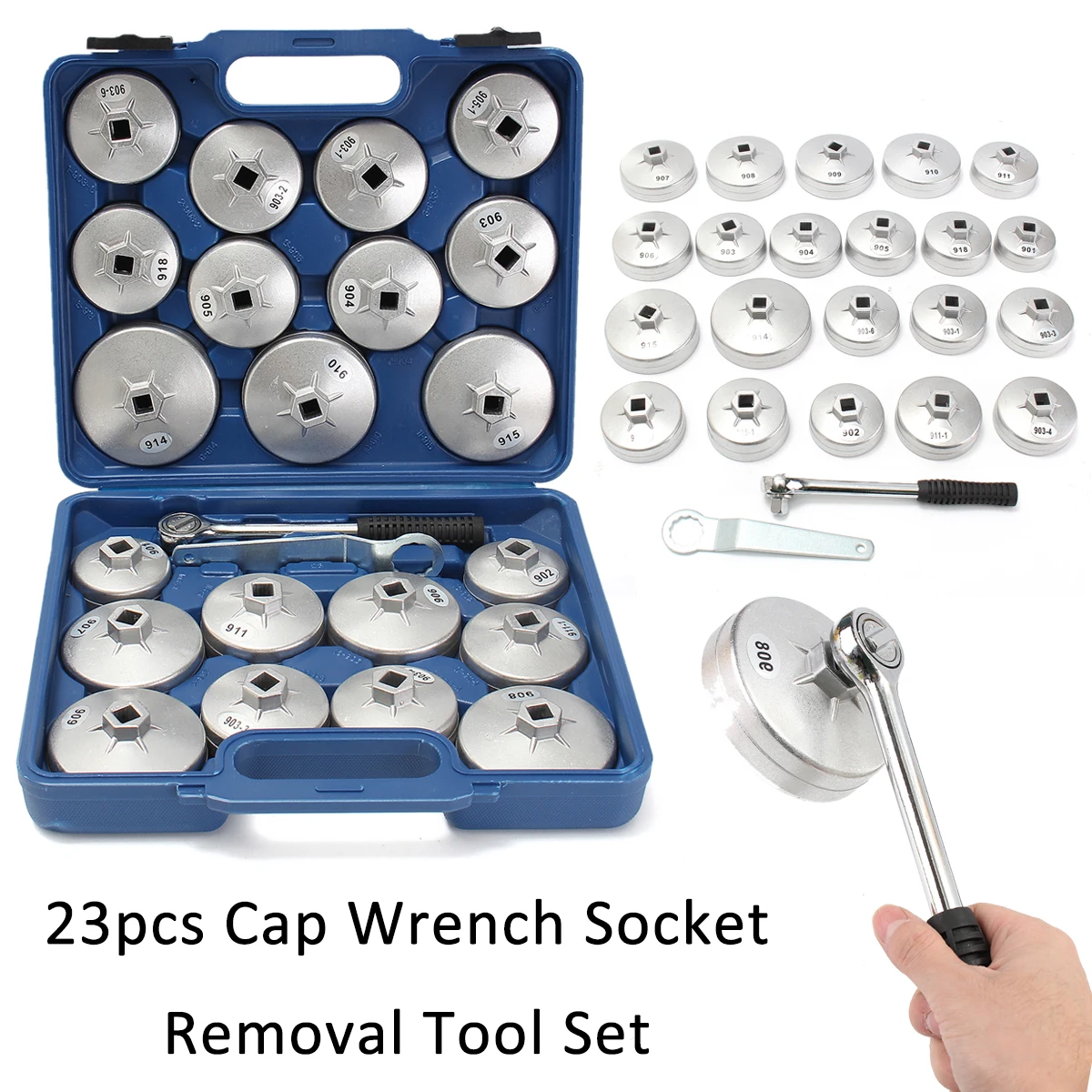 

Aluminum Cap Type Filter Wrench Vehicle Maintenance Filter Wrench Tool Cap Grid 23pc