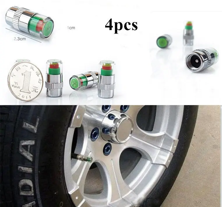 4 шт. автомобиля высокой точности Автомобильный датчик контроля давления в шинах клапан Предупреждение мониторинга Кепки Сенсор оповещения Предупреждение Кепки измеритель давления шины
