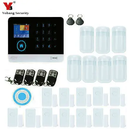 

YobangSecurity APP Control Touch Screen GPRS WIFI GSM Home Security Alarm System with Motion Detector Wireless Strobe Siren