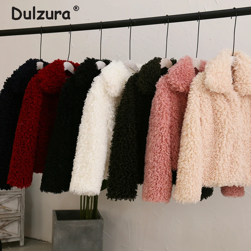 Curly Lamb Faux Fur Jacket Coat Women Turn Down Collar Furry Fake Fur Jacket for Women 2018 Winter Warm Fluffy Jackets Outerwear Curly Lamb Faux Fur Jacket Coat Women Turn Down Collar Furry Fake Fur Jacket for Women 2018 Winter Warm Fluffy Jackets Outerwear