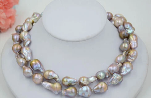 

huij 001501 33" lavender drip BAROQUE KESHI REBORN PEARL NECKLACE