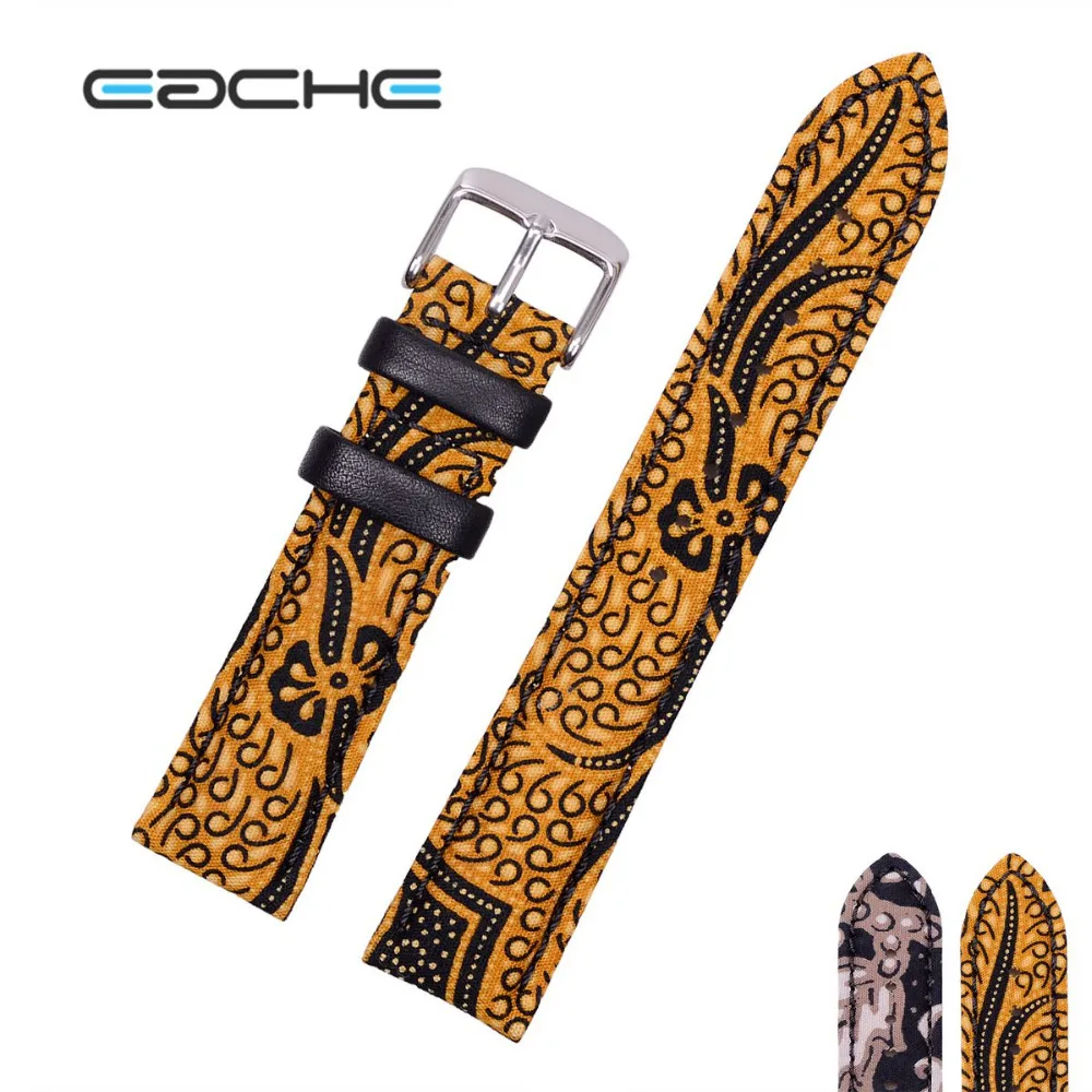 EACHE High Quality Genuine Leather Cloth Watch Band Strap 18mm 20mm