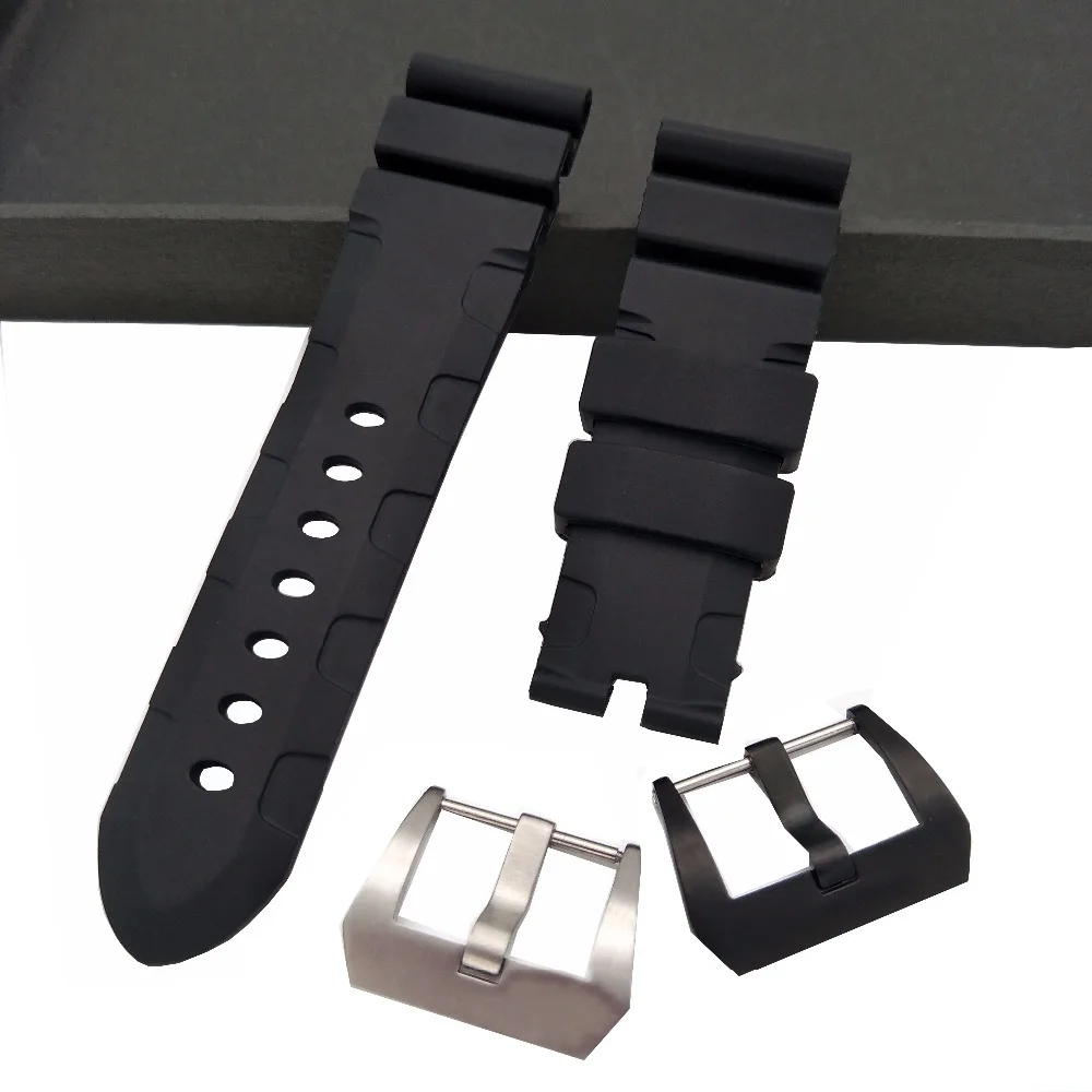 24 26mm Black Watch Band Strap Bracelet Accessories For Panerai PAM111 PAM441 PAM438 Watchband
