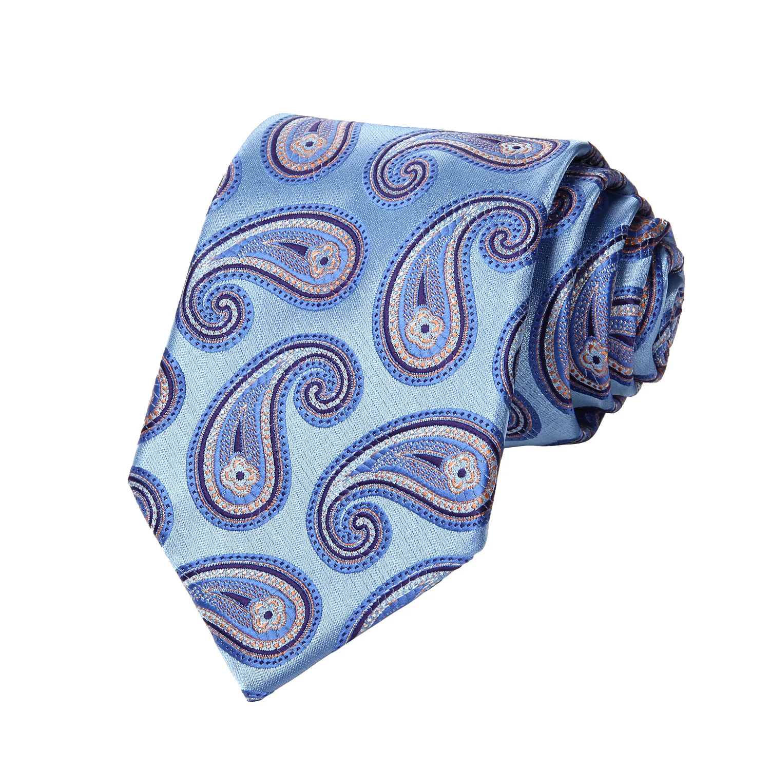  Party Wedding Classic Pocket Square Tie TP705B8S Blue Orange Paisley 3.4