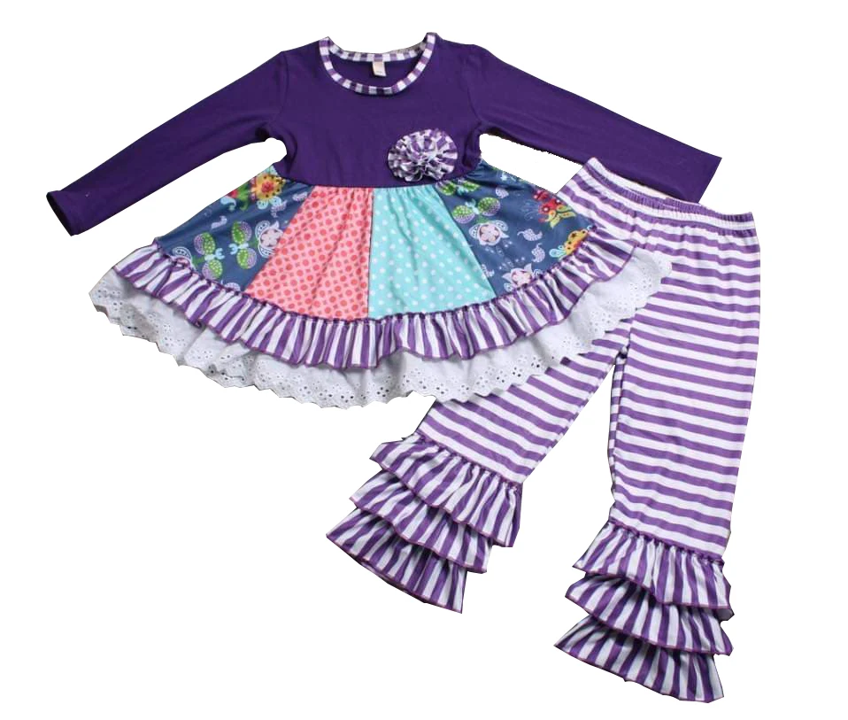 

Children girl wear clothes set new design flower print long sleeve fall outfits
