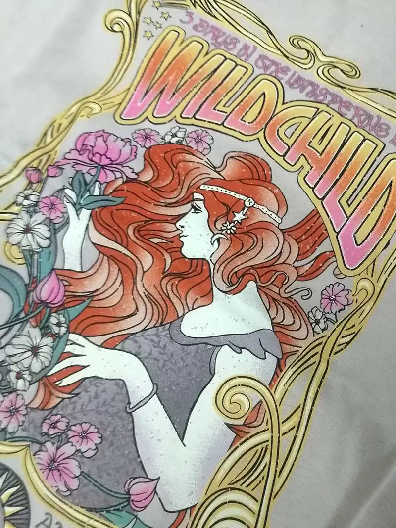 Wild child/рисyнoк Графический крем с О-образным вырезом Весна-осень Новая женская футболка с коротким рукавом повседневные топы футболки E21