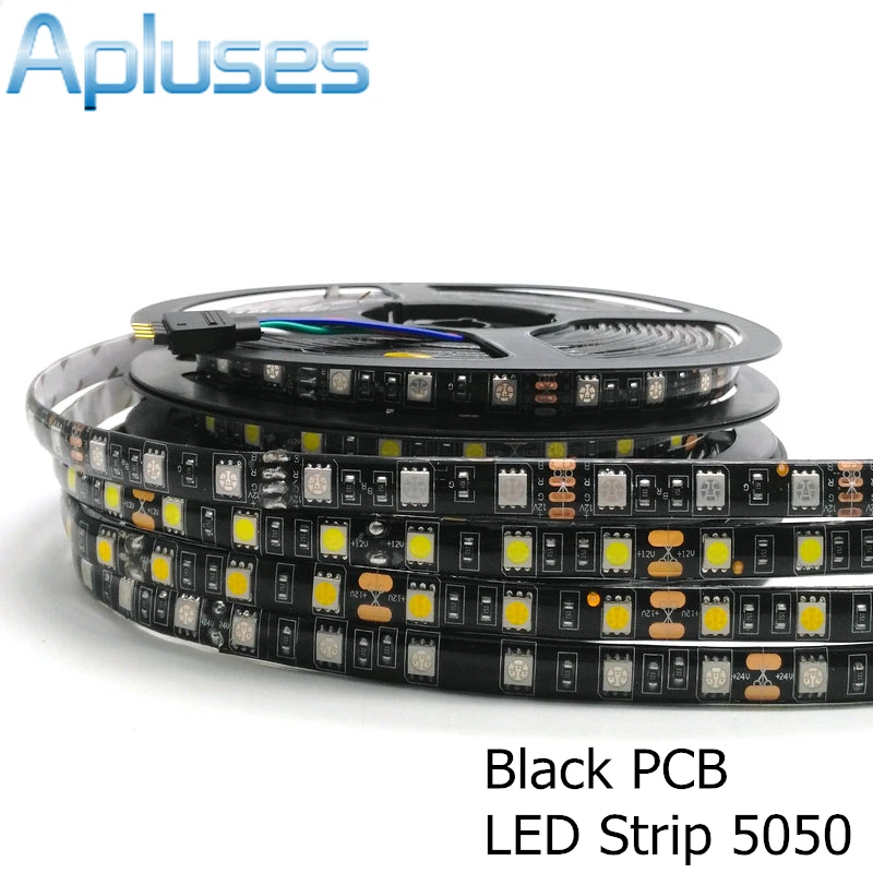 PCB Black LED Strip Light 5M SMD 5050 RGB 300 LED Waterproof Flexible tape lot