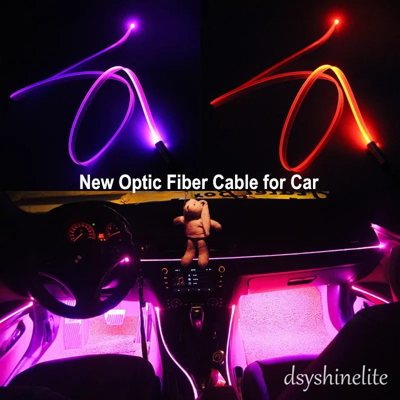 

Free Shipping 2 Meters 3.0mm Side-firing Fiber Optic Cable + DC12V Light Source for Car Atmosphere Light EL Wire Replacement