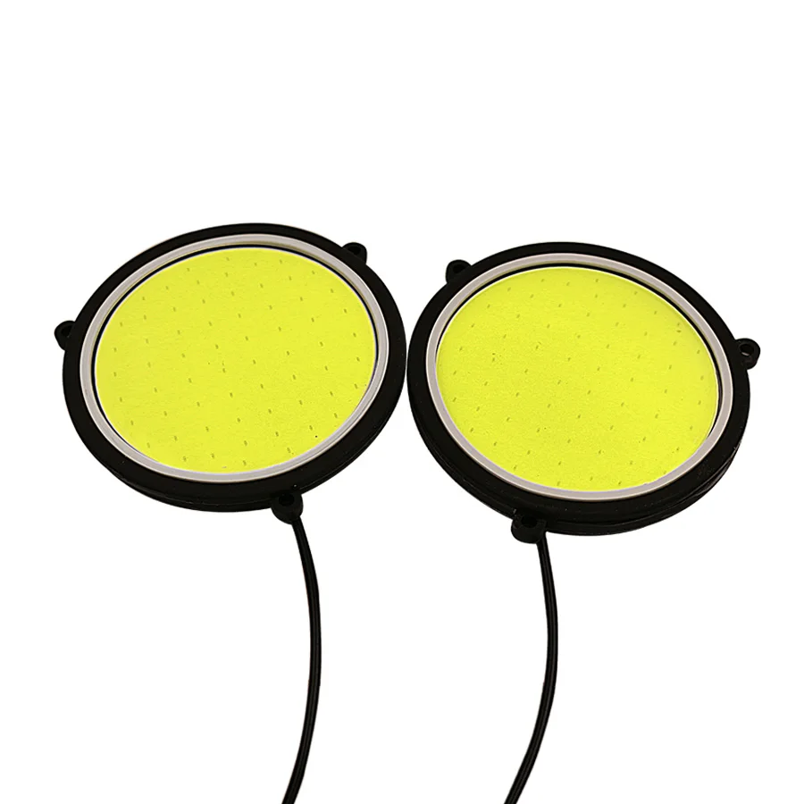 

EURS Car DRL Daytime Running Light Flexible Round Shape White LED Lights Driving lamp COB Lights car-styling 2PCS 12V DC 90mm