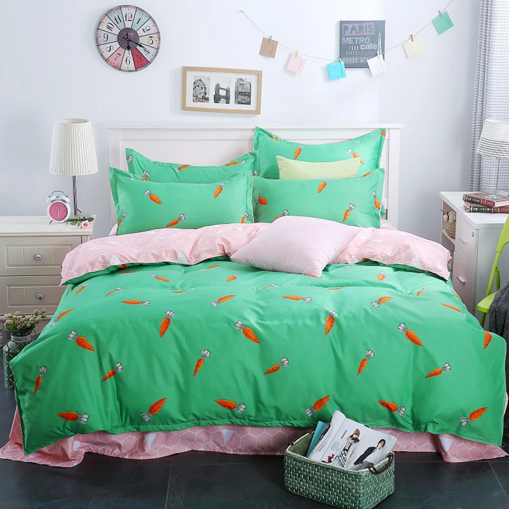 

4Pcs/Set Home Fashionable Cartoon Bedding Set Simple & Soft Bedclothes Skin-Friendly Pillowcase Duvet Cover Bedsheet