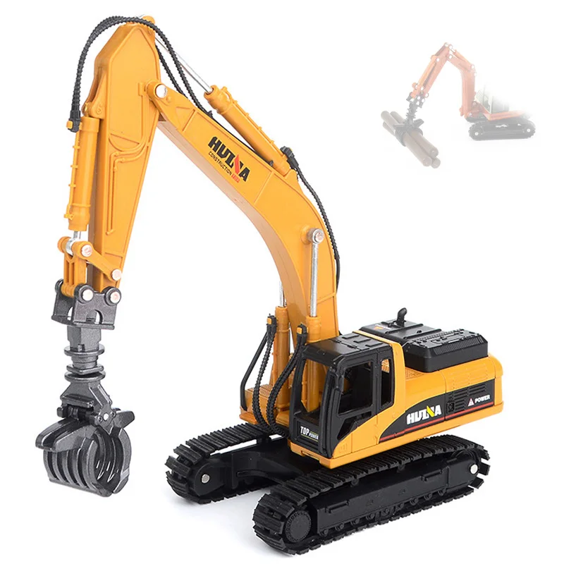 1:50 Engineering Vehicle Alloy Timber Grab Loader Excavator Car ...