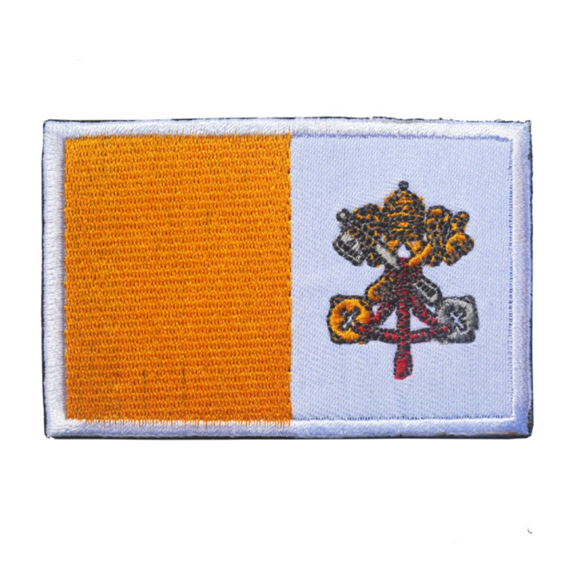 

Vatican Flag Embroidery Patch National Flag of Vatican Embroidered Patches Military Tactical Armband Fabric Sticker Applique