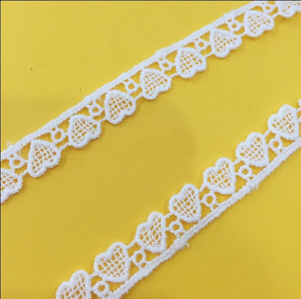 20 yard 1cm 0.39" wide ivory heart fabric cotton embroidery tapes lace