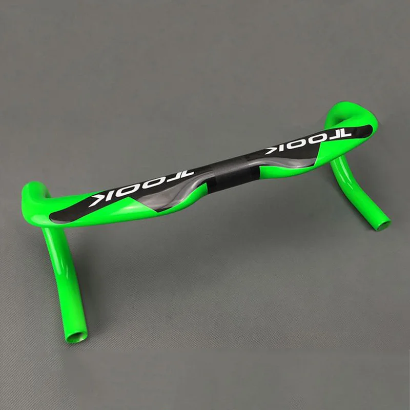 Green 440mm Велосипедный изогнутый руль шоссейный горный велосипед гоночный откидной руль полный углеродного волокна легкий вес Жесткий Подходит для 31,8 мм калибра - Цвет: Green 440mm