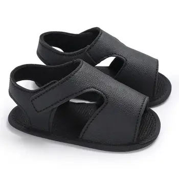 

2020 New Summer Baby Boys Sandals Soft Kid Leather Prewalker Shoes Solid Sole Boys