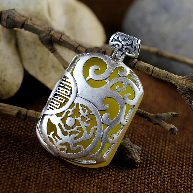 

925 sterling silver natural yellow flowers Sunflower agate pendant sweater lady bird pendant free shipping