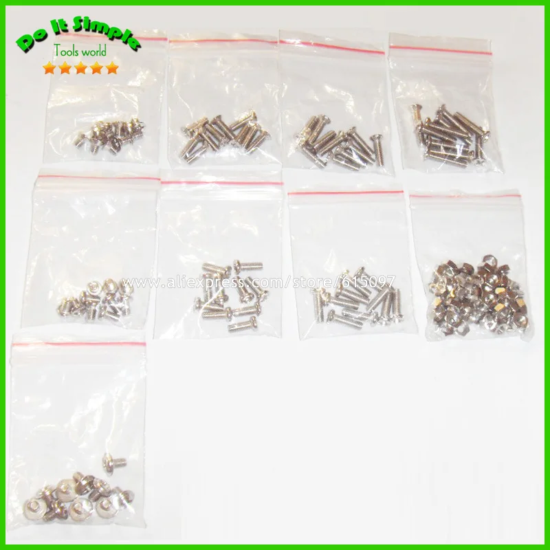 Daily Use M3 Screw Nut Bolt M3*5 M3*8 M3*10 M3*12 M3*16 Assorted Kit Round Flat Head Screws