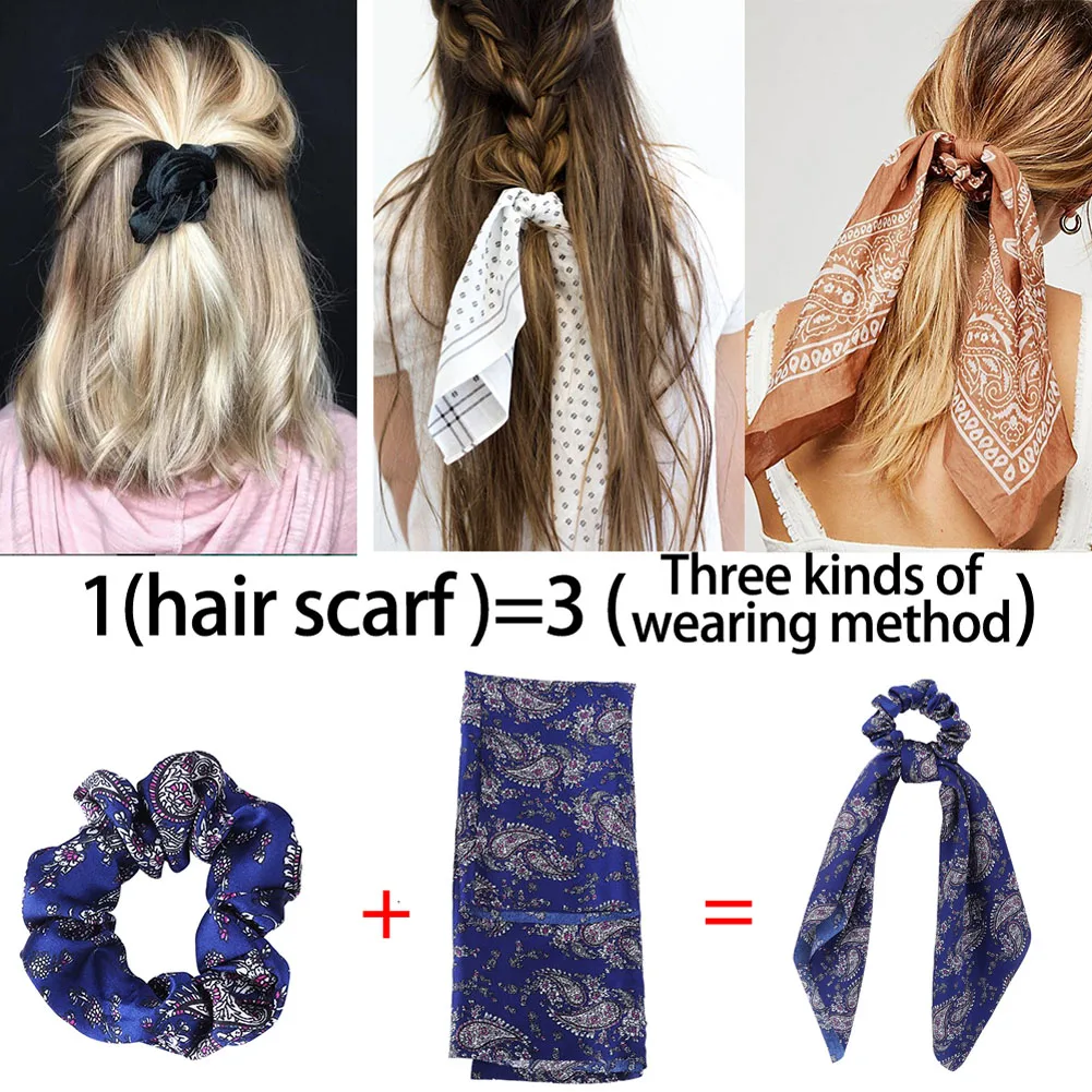 Модные женские резинки для волос с милым принтом, эластичные резинки для волос, банты, шарф для волос, резиновые веревки для волос, аксессуары для девочек