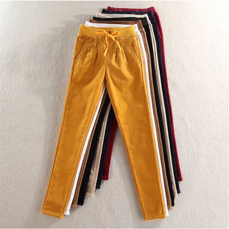 elastic waist corduroy pants
