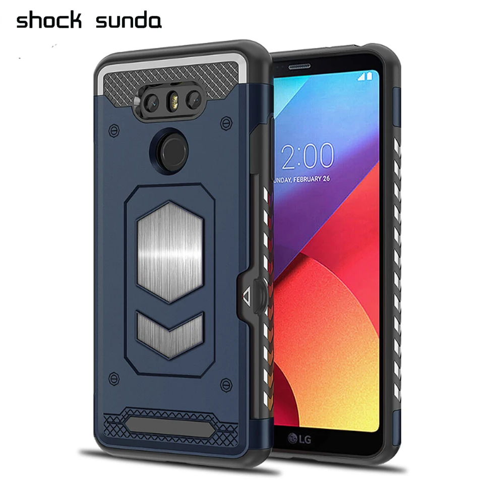 

Shock Sunda Wallet Card Holder Phone Case for LG G6 G7 Case Cover Magnet Hard Armor Anti-knock Silicone Case for LG Q6 Q8 Capa