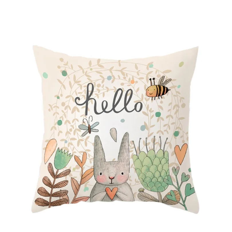 Easter Rabbit Print Pillow Cushion Case Polyester Sofa Car Cushion Cover Home Decor 2019 new product hot sale #3m11 (1)