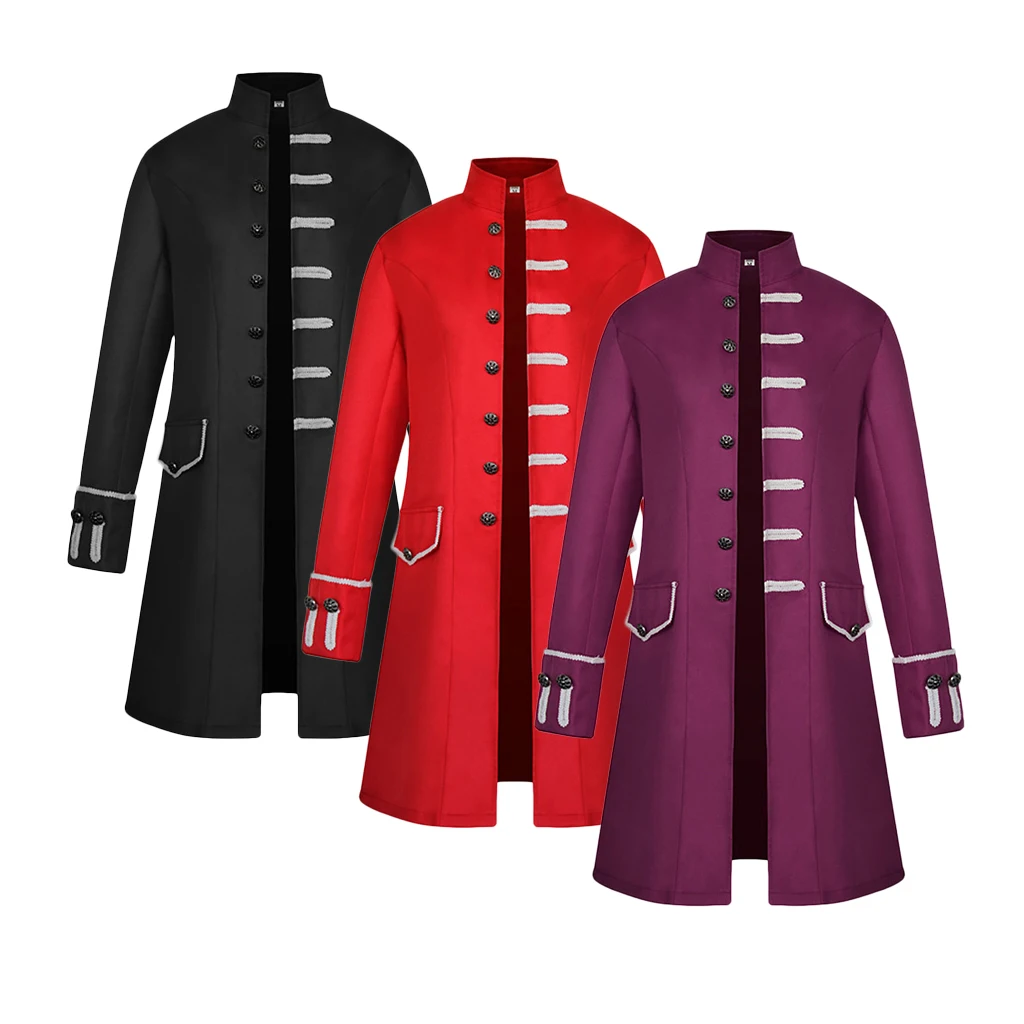 Men's Victorian Frock Coat Gothic Steampunk Jacket Vintage Tailcoat Cosplay Drama Playing Costume Overcoat