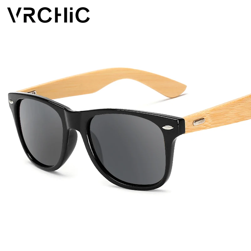 

VRCHIC Retro Wood Sunglasses Men Women Bamboo Sunglasses Women Brand Design Black Gold Mirror Sun Glasses oculos de sol