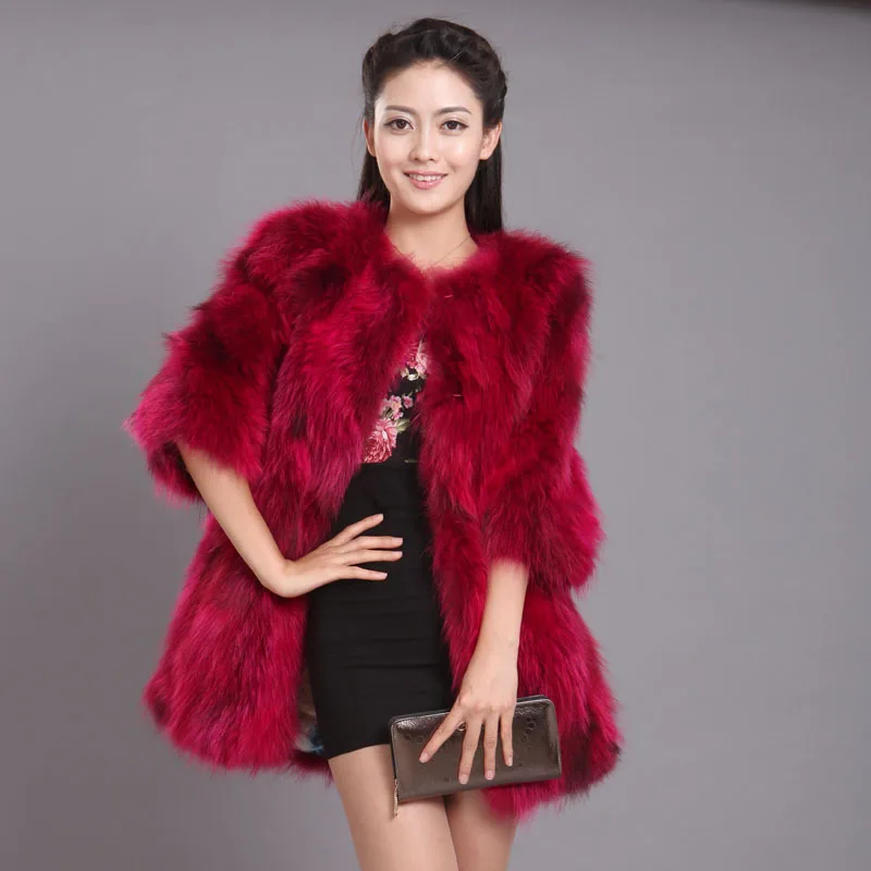Medium long natural raccoon dog fur coats women real fur jackets plus size S - 7XL 2018 new autumn winter MOVAU0087