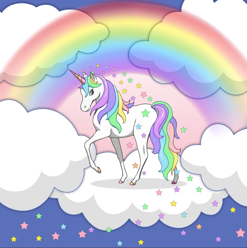 

8x8FT Rainbow White Clouds Sky Unicorn Stage Twinkle Stars Custom Photo Studio Backgrounds Backdrops Vinyl 240cm x 240cm