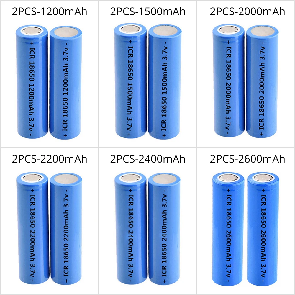 

2PCS 3.7V 18650 2600mah/2000mAh Lithium Li-ion Rechargeable Battery High-discharge Rate for Power Tool Torch E-Cigarette