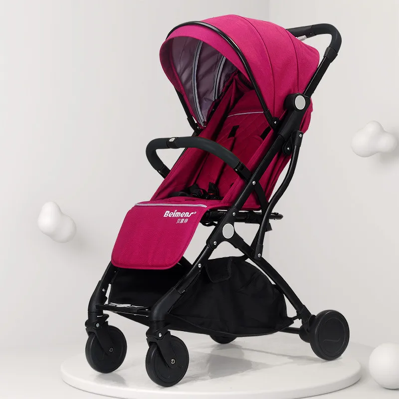 Детская коляска может сидеть и складывать портативный мини Автомобильный зонтик для младенца, чтобы сложить детские тележки бренд может быть на самолете - Цвет: Black red