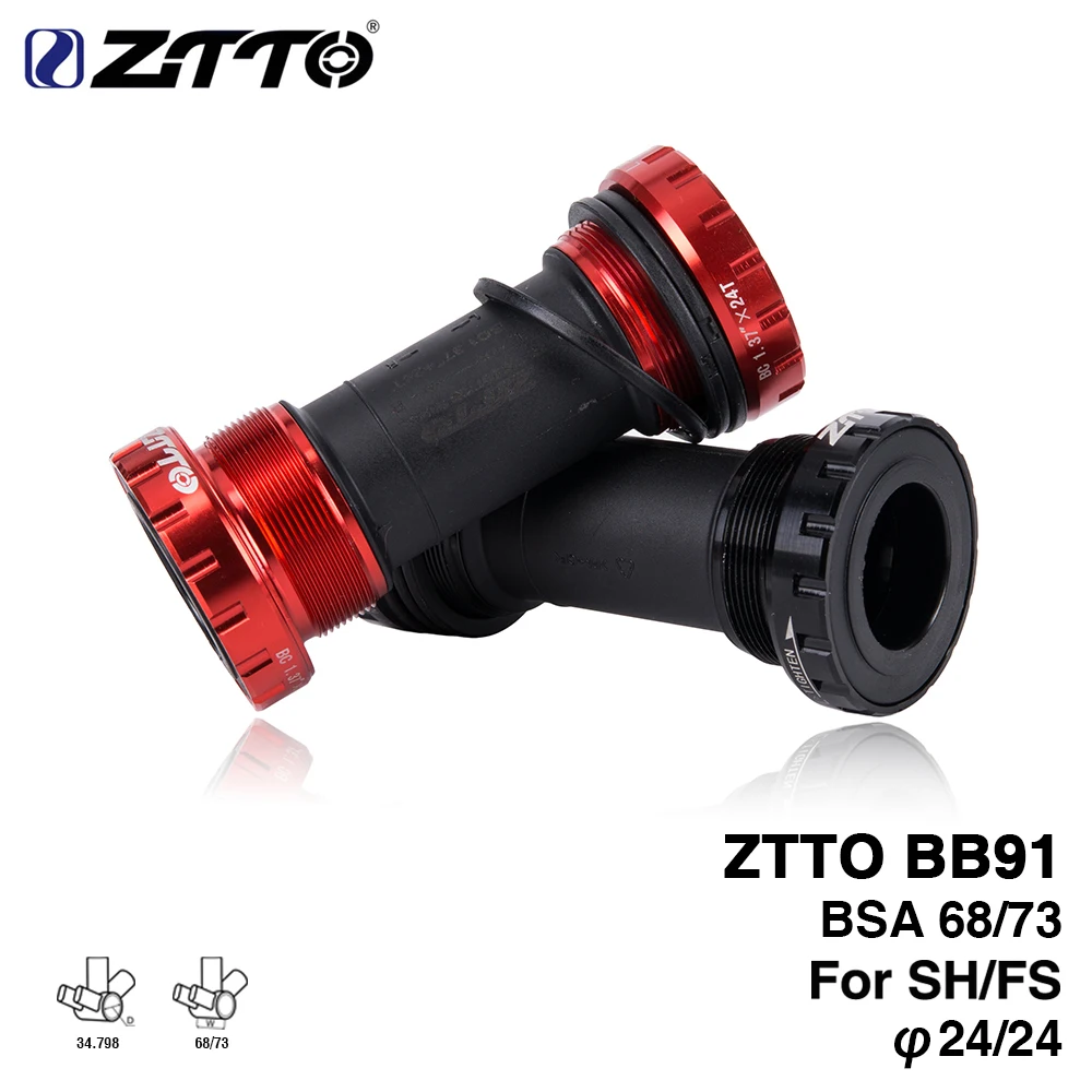 Ztto BB91 تحمل قوسين للدراجة BSA68 السفلي 68 73 موضوع الخارجي لل أجزاء 24 ملليمتر prowheel crankset ماء cnc mtb