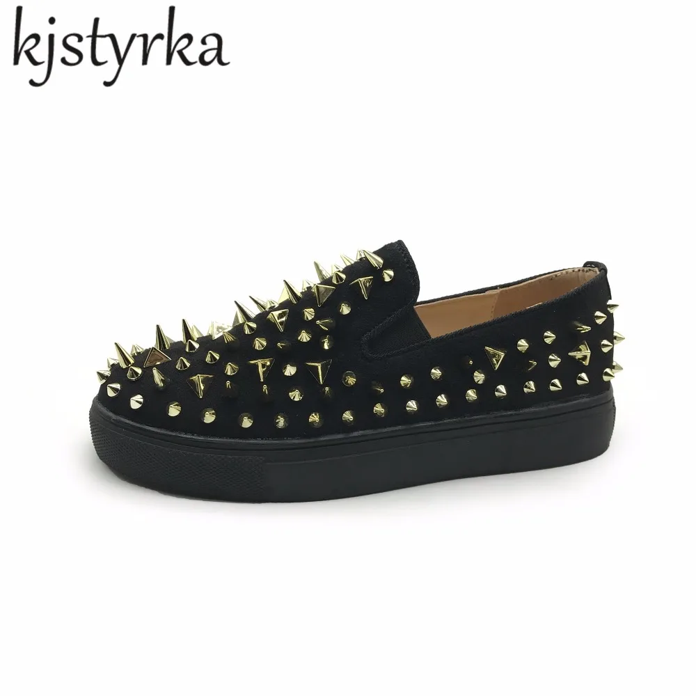 

Kjstyrka shoes women casual flats 2018 women shoes studded flats luxury brand woman rivet loafers shoes slip on casual flat