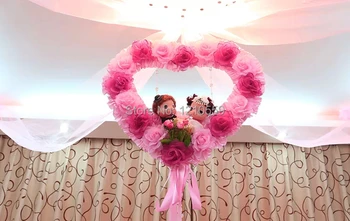 

Roseo Double Love Heart Double Bear Wedding Decorative Flower Garland Ball+20 meters Organza+5 Pieces Pothooks