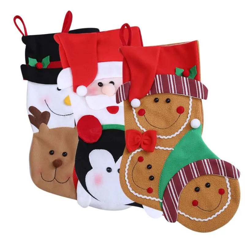 

Christmas Big Cute Cartoon Stocking Christmas Gift Bag Lovely Santa Claus Snowman Stocks Hanging Christmas Tree Decoration