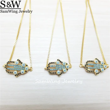 

5 Piece Whoelsale Bracelets & Bangles Jewelry Cubic Zirconia Bracelets Hamsa Perfect Fatima Hand CZ Charm Bracelet