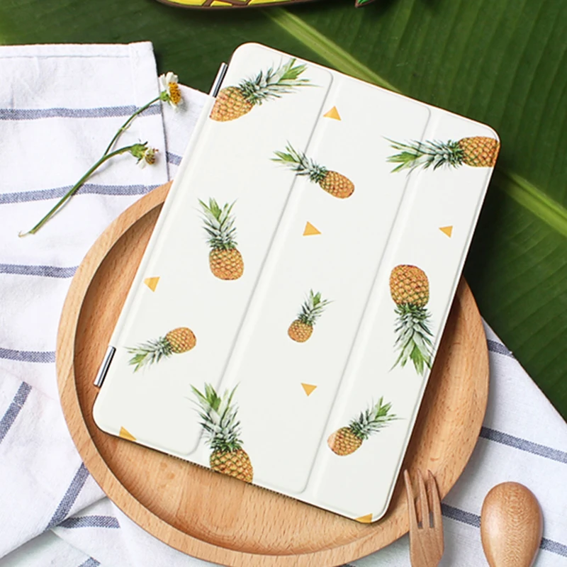 

Case for iPad 2 3 4, Pineapple series Tri-fold smart cover Ultra Slim PU Leather Back Case for iPad 2 3 4