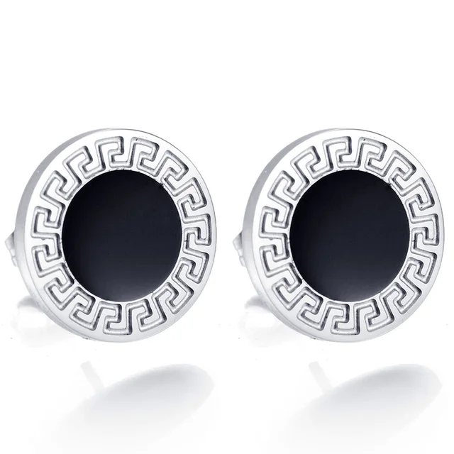 New Clic Famous Band Jewelry Stainless Steel Black Glaze Earrings New Clic Famous Band Jewelry Stainless Steel Black Glaze Earrings Engraving Stud For Women