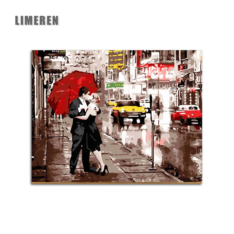 

Unframed DIY Digital Kiss Goodbye Pictures By Numbers Acrylic Coloring Street Lover Canvas Painting Abstract Wall Art Home Decor