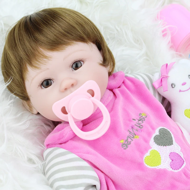 

18inch 45cm Reborn Baby Doll Magnetic Mouth Soft Silicone Lifelike Girl Toy Gift for Children Christmas#*