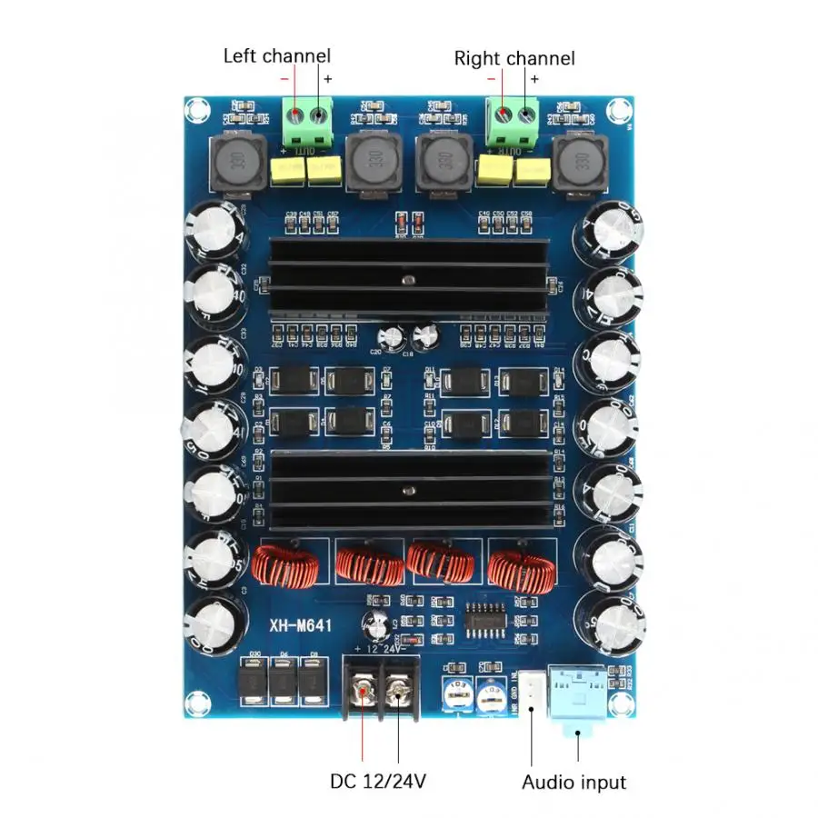 Мощность Плата усилителя DC 12 V 24 V TPA3116D2 2*150 Вт Цифровой аудио Плата усилителя 2 канальный вертолет с Boost крышки переключателей