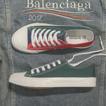 

2019 four seasons new color matching canvas shoes men's trend student cloth sports shoes shallow mouth casual shoes