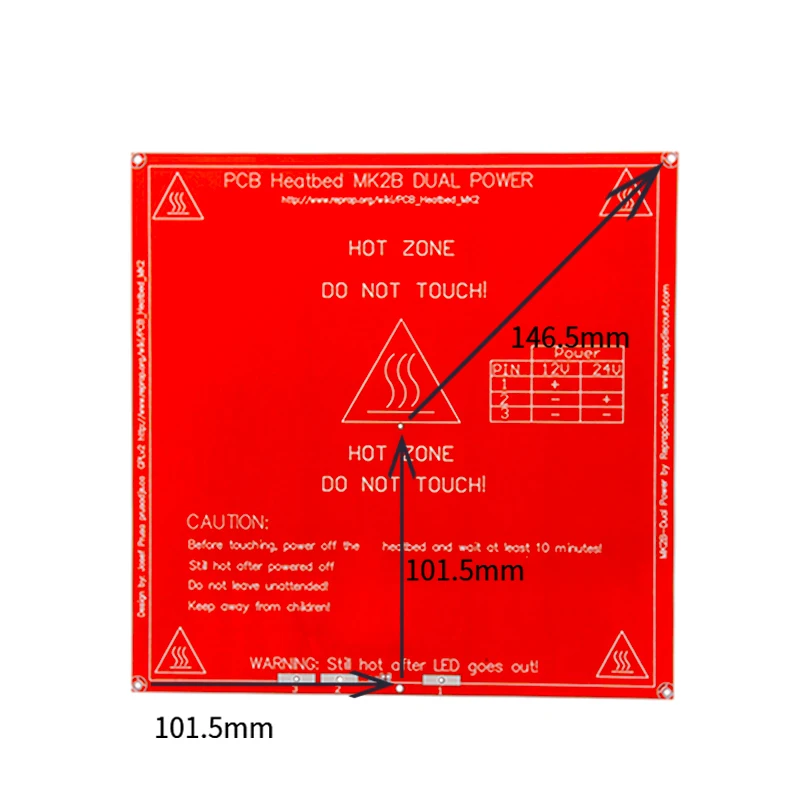 MK2B Тепловая кровать для 3d принтера двойной мощности PCB Тепловая кровать красного цвета 214 мм* 214 мм горячая пластина 12 в 24 В Горячая кровать 3d принтер s часть