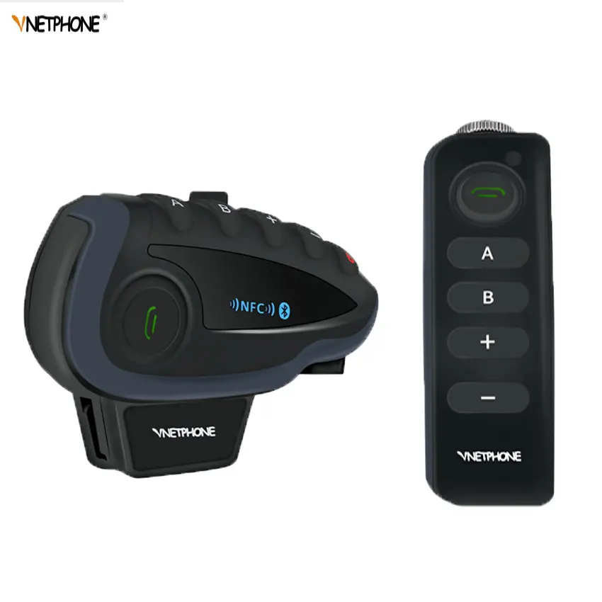 

Vnetphone V8 Motorcycle Helmet Intercom MP3 NFC Remote Control Bluetooth Interphone Headset 5 Riders 1200M Full duplex talking