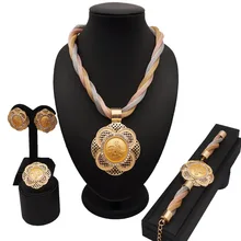 Африканский ювелирный набор большой набор украшений высокого качества вечерние ювелирные изделия Модные женские ожерелье, золото, Ювелирное Украшение