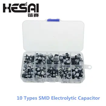 

200pcs 10 Types SMD Electrolytic Capacitor Assorted Diy Kit 10V~50V 1uF~470uF with Storage Box
