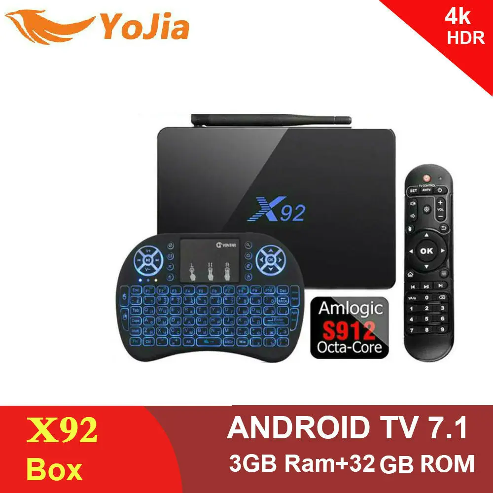 comprar Yojia X92 S912 Inteligente Android 7.1 Caixa de TV Amlogic 2g g 16 3g 32g Octa núcleo KD Jogador X92 5g Wi fi Media Player 1000 m Set Top Box